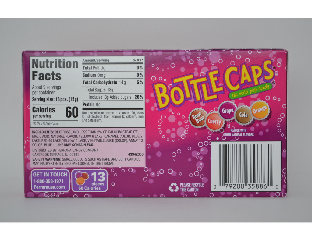 Bottle Caps Soda Pop Candy – American Flavors – 5oz Box (Lot Of 2) – Expires 2029